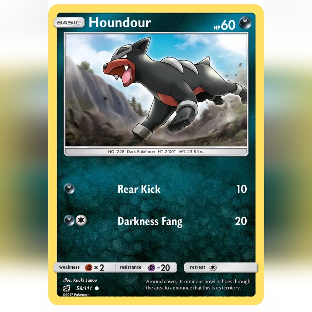 Houndour Pokemon Card 🔥 60 HP 🟡 058/111